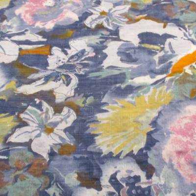 Baumwoll Viskose Druck Aquarell Garden blau (1m/10,-€)