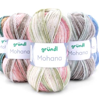 49,50 €/1 kg Gründl ’Mohana’ Wolle/Garn zum Stricken/Häkeln mit Farbverläufen und Melange-Effekt z.B. für Pullis, Mützen