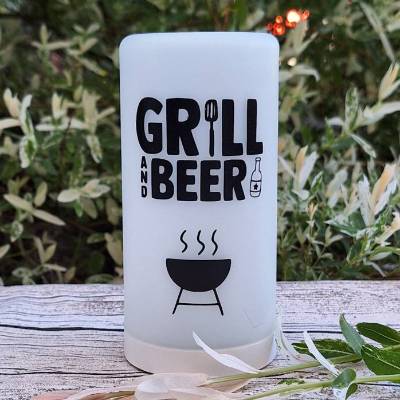 LED Tischleuchte "Grill and Beer" ~ Dekoleuchte ~ Gartenlampe ~ Lampe