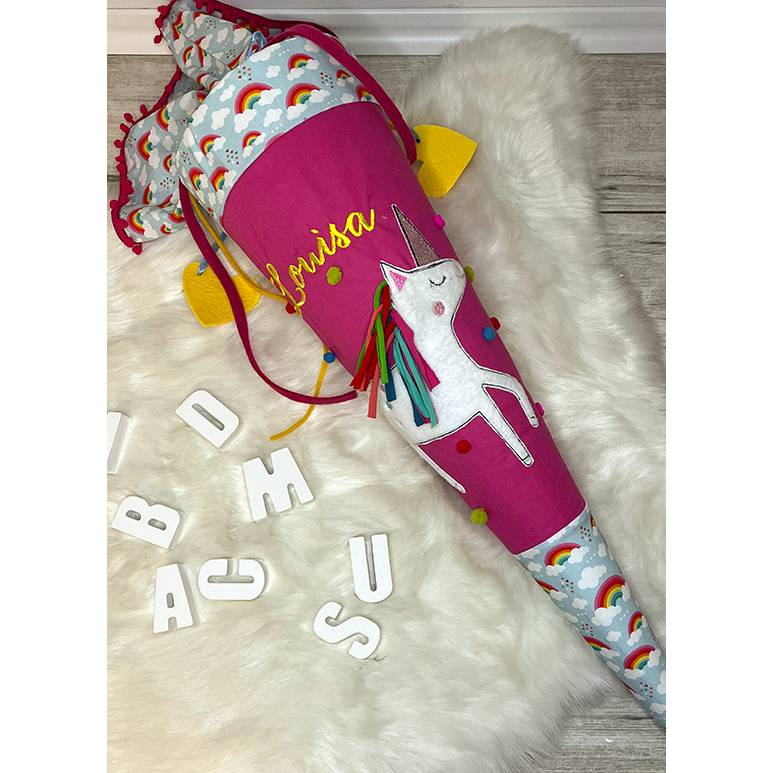 Schultüte, Zuckertüte, Schulstart, Pferd, Pferdekopf, Blumen,genäht, mit Namen, personalisierbar, Einschulung, Kinder Bild 1