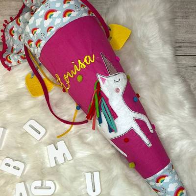 Schultüte, Zuckertüte, Schulstart, Pferd, Pferdekopf, Blumen,genäht, mit Namen, personalisierbar, Einschulung, Kinder