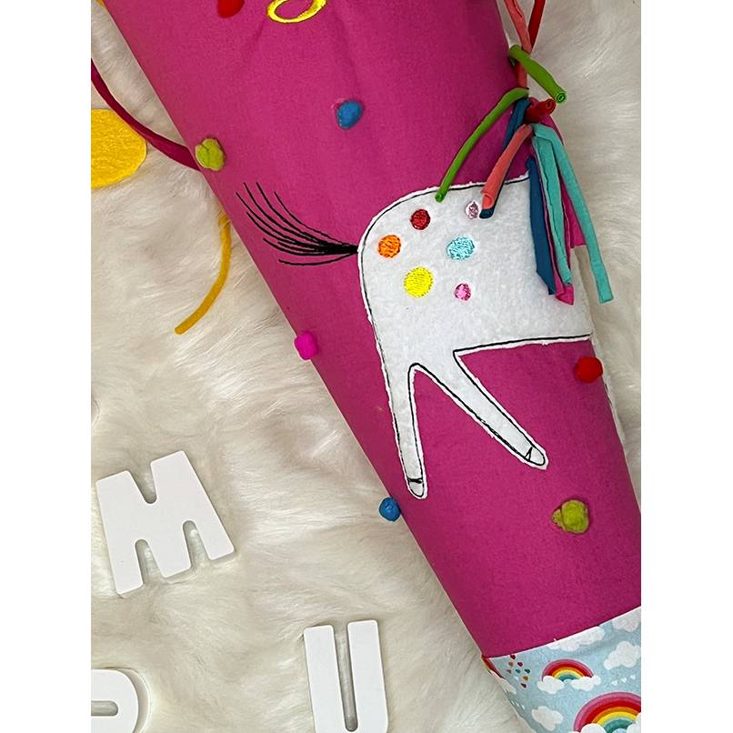 Schultüte, Zuckertüte, Schulstart, Pferd, Pferdekopf, Blumen,genäht, mit Namen, personalisierbar, Einschulung, Kinder Bild 4