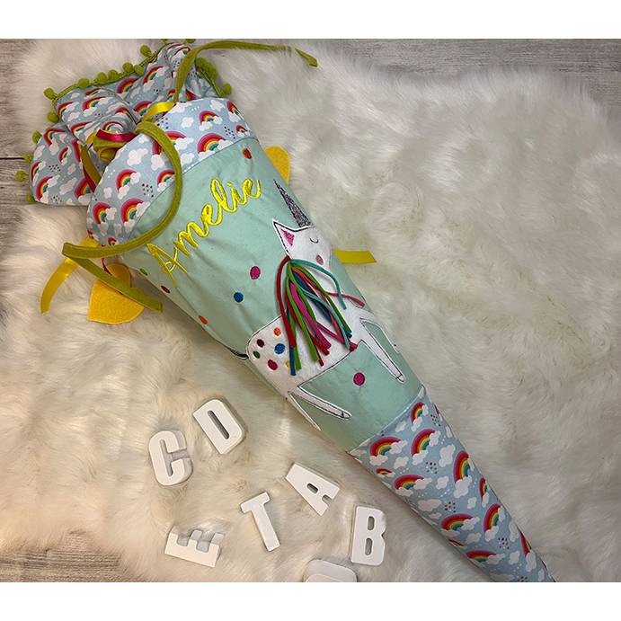 Schultüte, Zuckertüte, Schulstart, Pferd, Pferdekopf, Blumen,genäht, mit Namen, personalisierbar, Einschulung, Kinder Bild 8