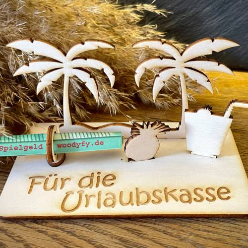 Geldscheinhalter Urlaub, Insel, Geldgeschenk, Geburtstag, Geschenk, Wunschtext, Personalisierbar