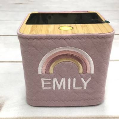 Schutzhülle für Musikwürfel "Ti", -WLAN Lautsprecher, -Spielwürfel, -Geschenkbox, Regenbogen, Waffel altrosa, Ns