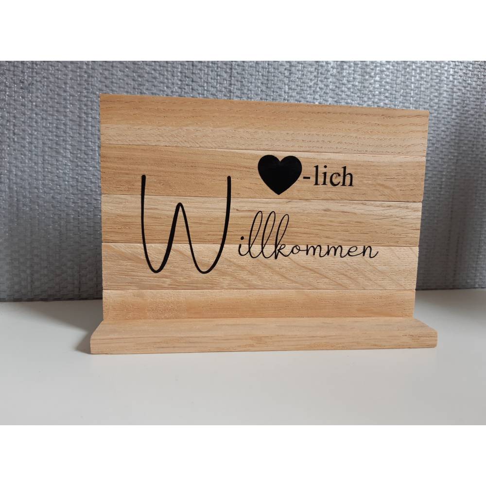 Geschenk zum Einzug/ Türschild Herzlich willkommen, Schild aus Klötzchen/ Familie/ Zuhause/ Deko/ Dezent Minimaldeko/Mit