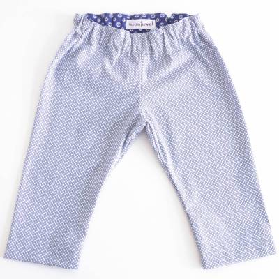 Babyhose, 74 80, blaugrau weiß gemustert, Baumwolle, Upcycling, Unikat