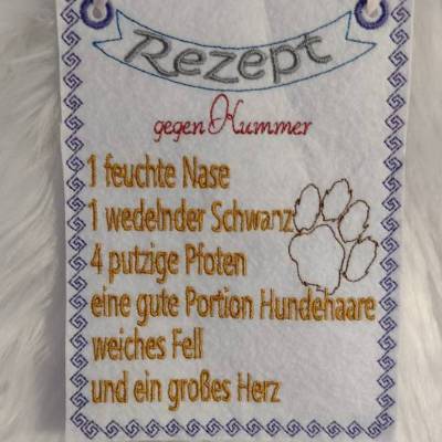 DreamEmbroid "Rezept gegen Kummer" - Stickdatei in versch. Versionen für Hundefreunde