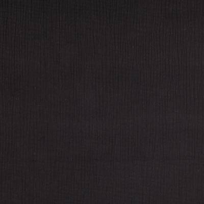 Double Gauze Musselin Stoff  Unifarben Schwarz