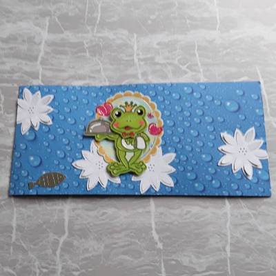 Gutscheinkarte,  Geldgeschenkverpackung Frosch, Kröten