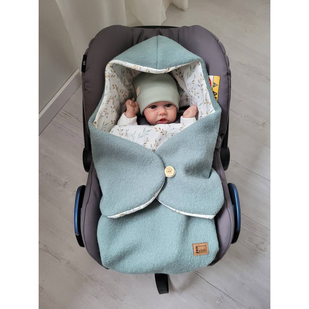 Baby Einschlagdecke Babyschale Baumwolle Reversible 90x90 Cm Grn -  Universal Fr Kinderwagen Autositz