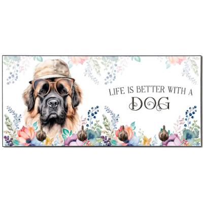 Hundegarderobe LIFE IS BETTER WITH A DOG mit Leonberger