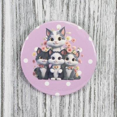 Niedlicher Button # Ø 58mm # Süße Katzenbande Katzen Kätzchen Kitten (2) Geschenk Geschenkidee Tasche Jacke Anstecknadel