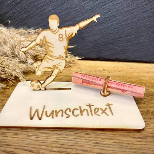 Geldscheinhalter Fußballspieler, Geldgeschenk, Geburtstag, Wunschtext, Personalisierbar