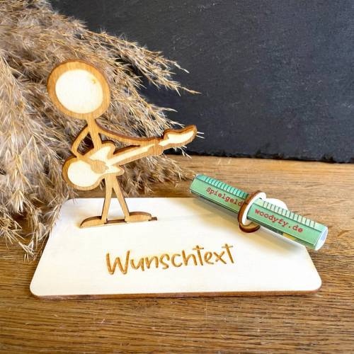 Geldscheinhalter Gitarre, Instrument, Musik, Strichmännchen, Stick Figure, Geldgeschenk, Geburtstag, Geschenk, Wunschtex