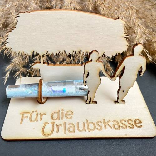 Geldscheinhalter Urlaub, Insel, Strandbar, Geldgeschenk, Geburtstag, Geschenk, Wunschtext, Personalisierbar