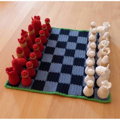 Häkelanleitung Schachpiel und Damespiel, Brettspielklassiker, pdf-Datei