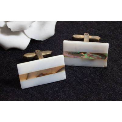 Vintage Manschettenknöpfe Perlmutt 50er 60er Jahre, Männer Schmuck, alte Manschettenknöpfe, Trödel Dings da