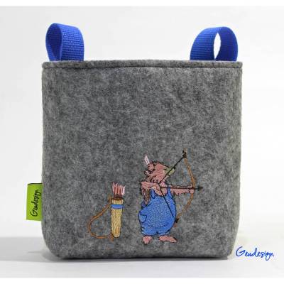 Lenkertasche "Bär mit Flitzebogen" aus Filz, personalisierbar