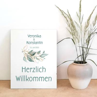 Wandbild Willkommensschild Salbei II