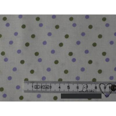 9,20 EUR/m Baumwolle - Punkte grün und flieder auf weiß 4mm