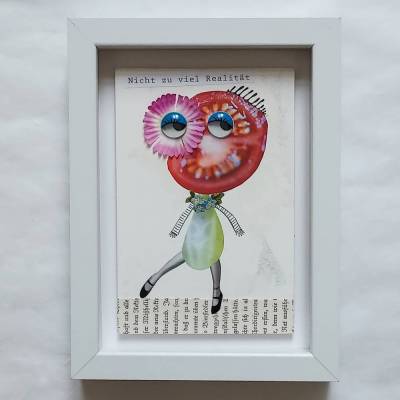 Original Collage im Objektrahmen, Fantasiefigur