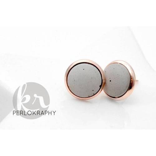 Minimalistischer Ohrstecker Beton 10 mm . Ohrringe Rosegold Silber . Runde Stecker . Geometrischer Schmuck . Geschenk Architekt*in