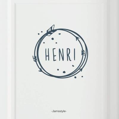 Türaufkleber Türschild  "Kranz mit Pfeilen" + Name personalisierbar, auch als Wandtattoo verwendbar, Farbe und Schrift wählbar