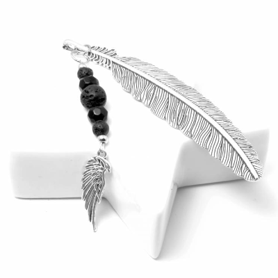 Geflügeltes Lesezeichen mit Lavaperlen und Engelsflügel Anhänger . Schutzengel Geschenk für die Freundin . Ergänzung zum Buchgeschenk