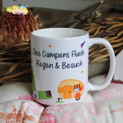 Tasse - Des Campers Fluch: Regen und Besuch