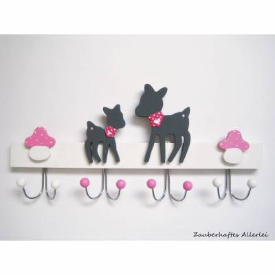 Kindergarderobe Reh pink aus Holz