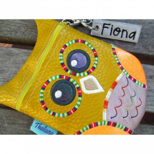 gelbes Eulentäschchen in Gr. S mit Reißverschluss für Schminksachen und wichtige Dinge