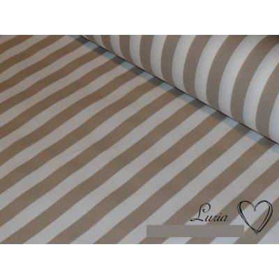 9,50 EUR/m Stoff Baumwolle Streifen beige-weiß 15mm Ökotex
