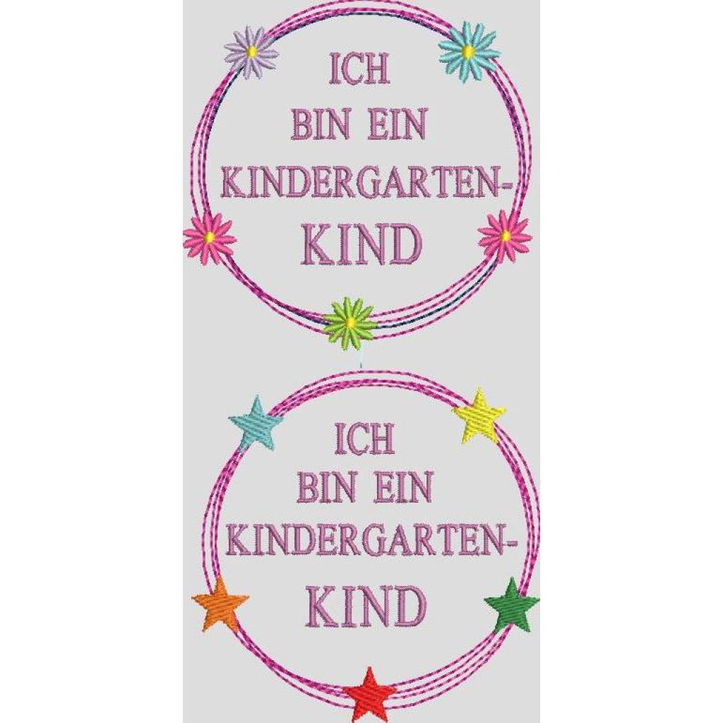 Stickdatei Ich bin ein Kindergartenkind / Blume und Stern Doodle Rahmen Set 563 Bild 3