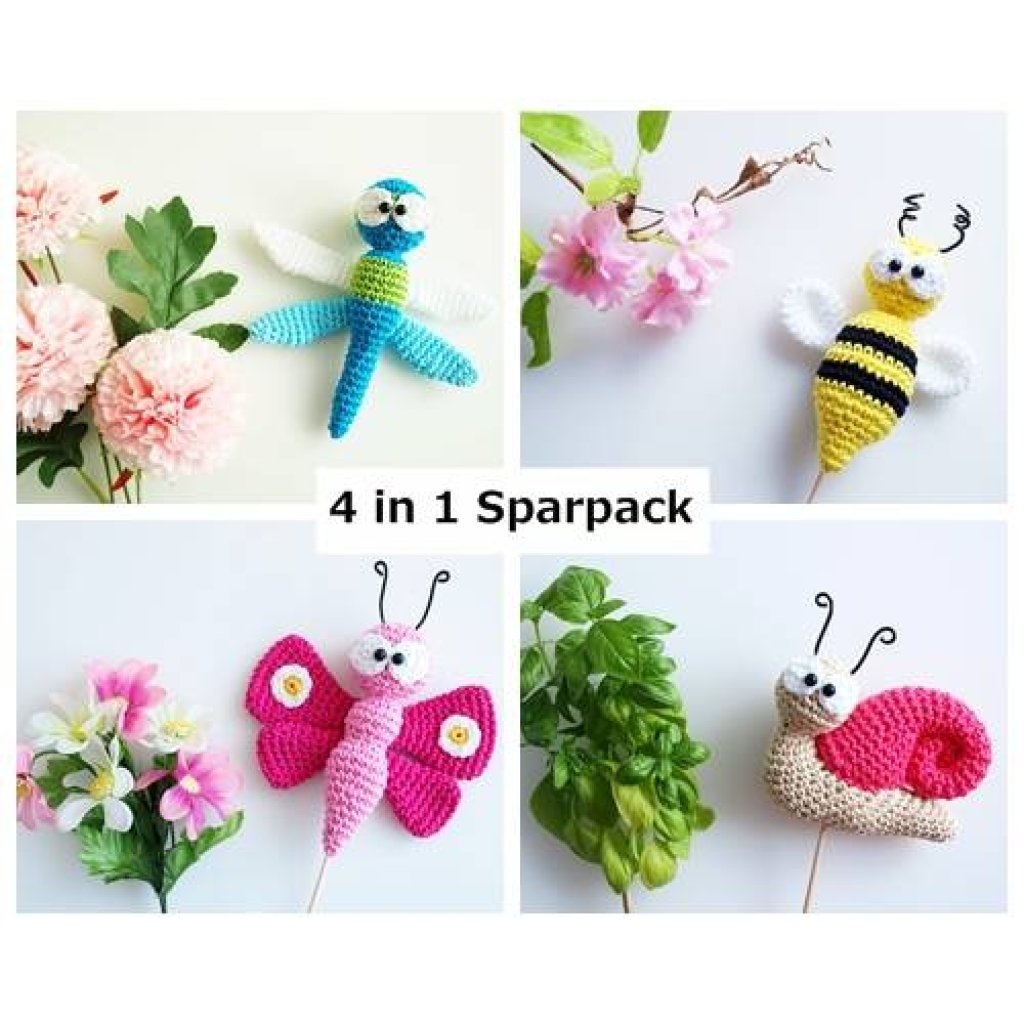 Häkelanleitung Blumenstecker Tiere 4 in 1 - PDF Datei Bild 1