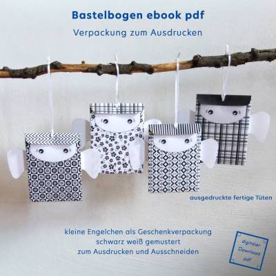 DIY Bastelbogen, Engelchentüte als Geschenkverpackung zum Ausdrucken, PDF 