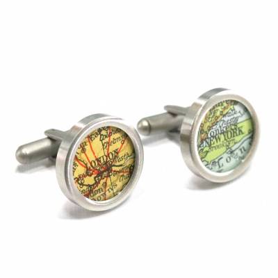 Manschettenknöpfe mit Lieblingsort aus original Landkarte // Edelstahl // matt // Geschenk zur Hochzeit // Geschenk
