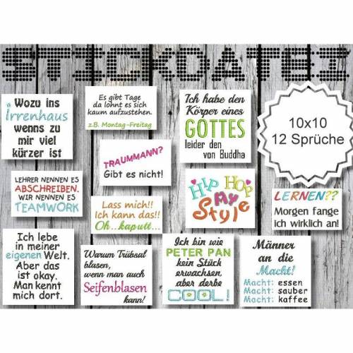 Sprüche 10x10 Stickdatei Stickmuster sticken Grete vom Ländle