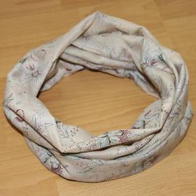 Sommerloop / Schlauchschal Beige mit Blumenmuster