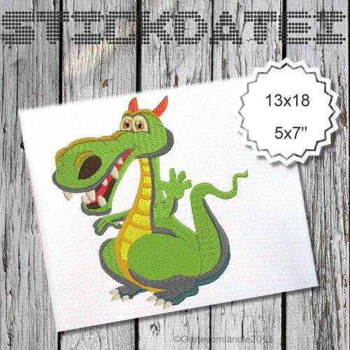 Drache Füllstich 13x18 Stickdatei Grete vom Ländle