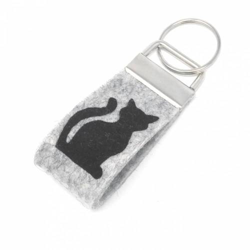 Schlüsselanhänger Katze Front Wollfilz personalisiertes Geschenk mini klein kurz