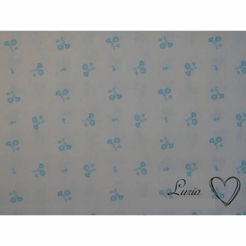 12,80 EUR/m Dirndl-Stoff Blümchen türkis a. weiß Baumwollsatin