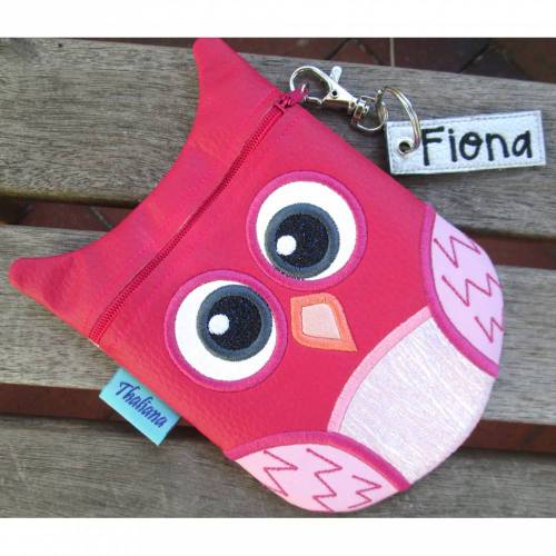 pinkes Eulentäschchen in Gr. S mit Reißverschluss für Schminksachen und wichtige Dinge