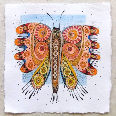 Original Zeichnung - bunter Schmetterling