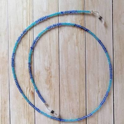 Brillenkette, Brillenband, Brillenschlaufe, Brillenhalter, Kette für Brille, Band für Brille, Sonnenbrillenkette, Sonnenbrillenband, hellblau-dunkelblau