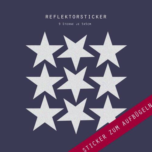 Bügelbild Applikation Reflektor Stern", reflektierende Bügelbilder Sterne, Stars