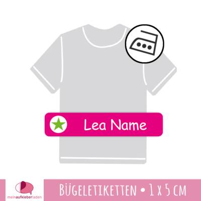 48 permanent Bügeletiketten | Stern pink-grün - 1 x 5 cm 