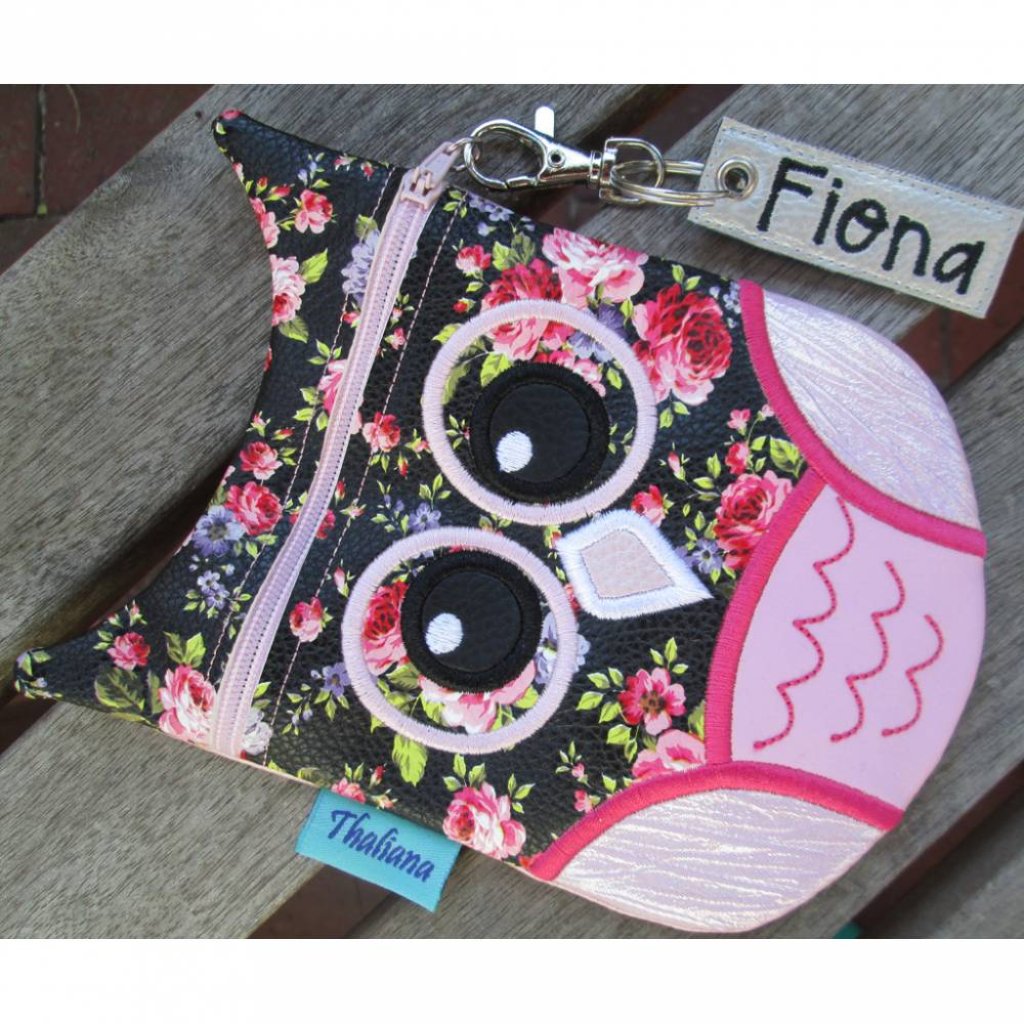 rosa blumiges Eulentäschchen in Gr. S mit Reißverschluss für Schminksachen und wichtige Dinge Bild 3