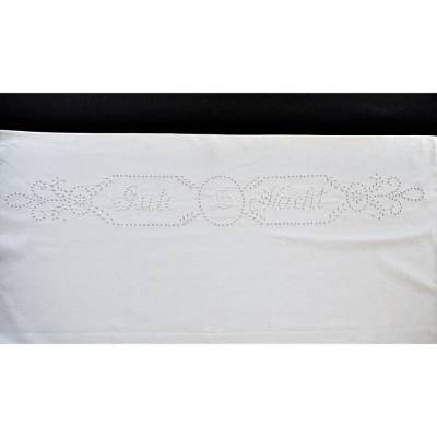 Vintage handgestickter Kissenbezug Paradekissen 81x68 cm Weißwäsche Monogramm MZ Baumwolle