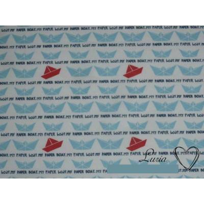 12,00 EUR/m Jersey Baumwolle Origami, kleine Papierboote auf weiß
